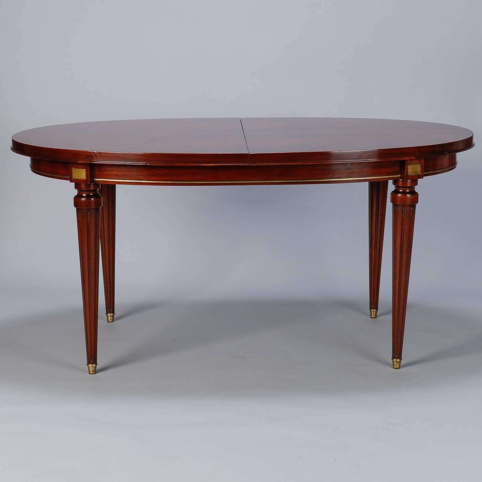 20th Century French Mahogany Louis Philippe Table with Butterfly Leaf and Brass Trim