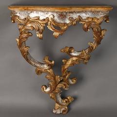 Italian Gold and Silver Gilt Highly Carved Console