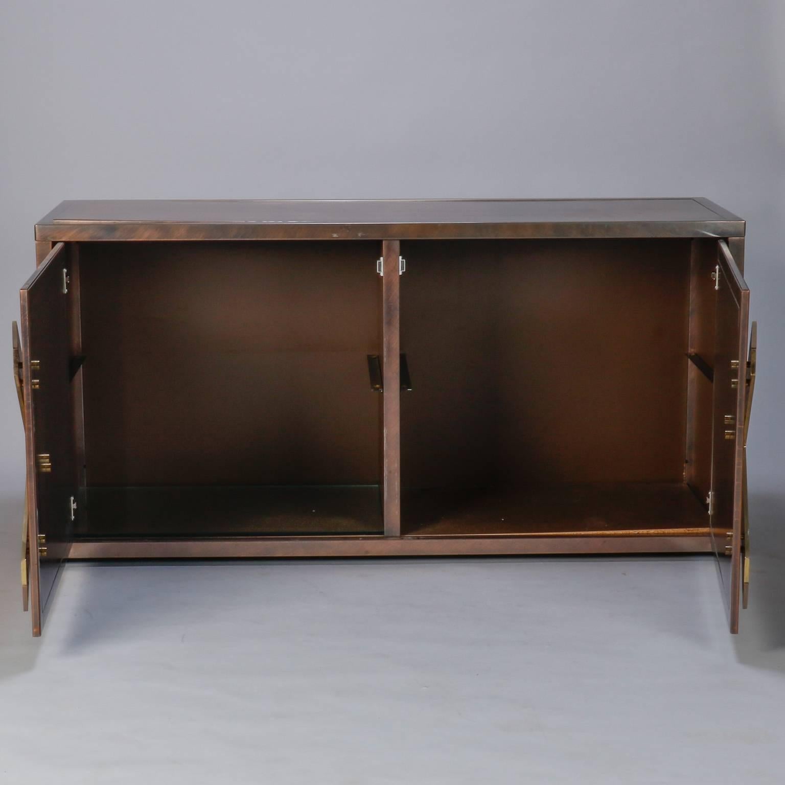 Mid-Century Modern Maison Jansen Midcentury Textured Copper and Brass Cabinet