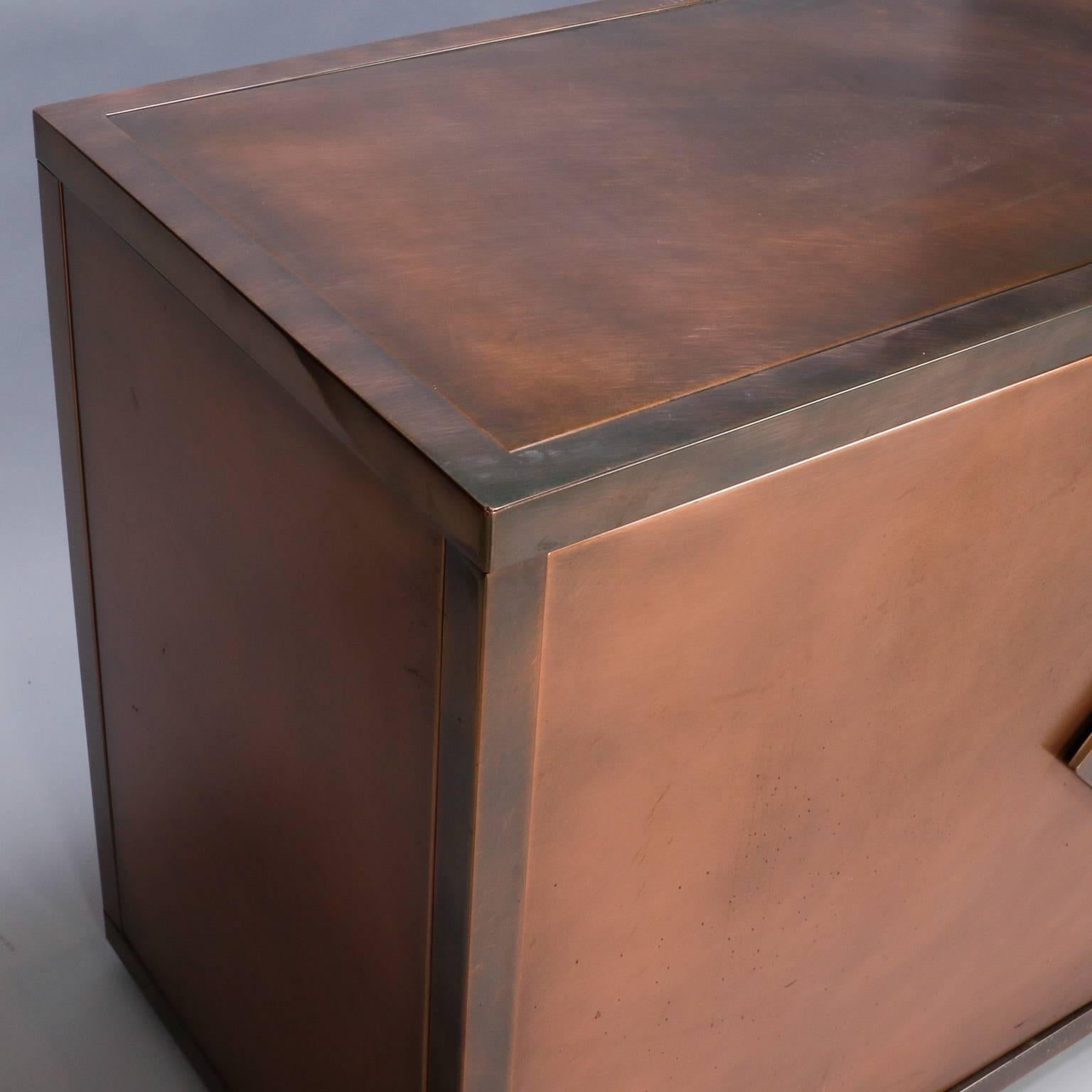 Maison Jansen Midcentury Textured Copper and Brass Cabinet 2