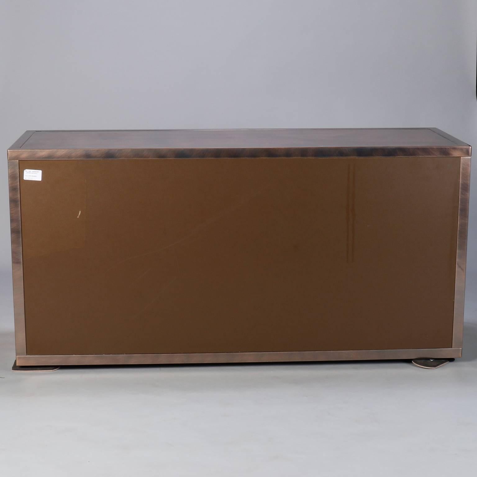 20th Century Maison Jansen Midcentury Textured Copper and Brass Cabinet