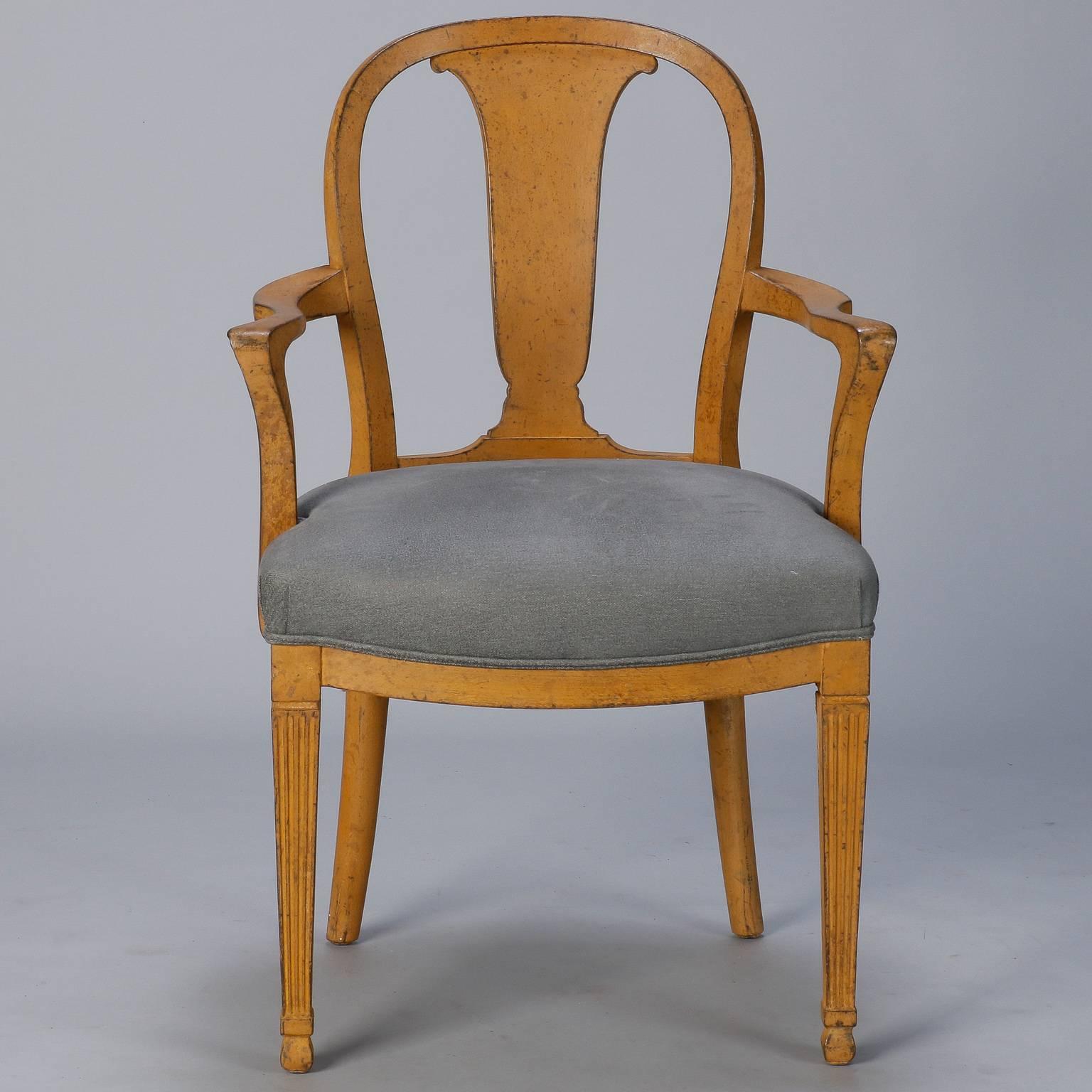 20th Century French Side Armchair with Distressed Light Rust Paint