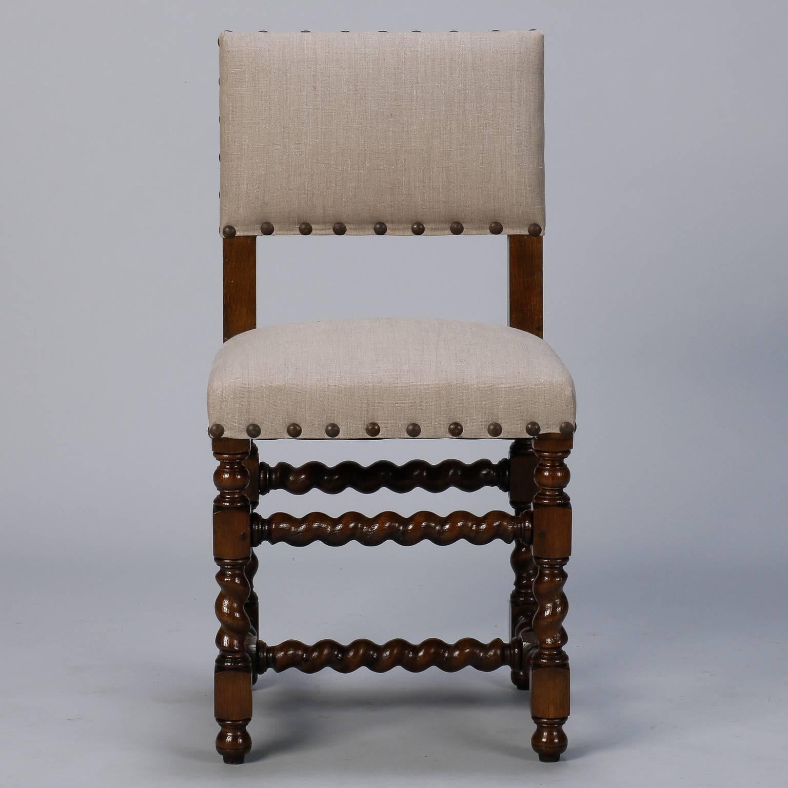 Carved Set of Six Spanish Barley Twist Chairs