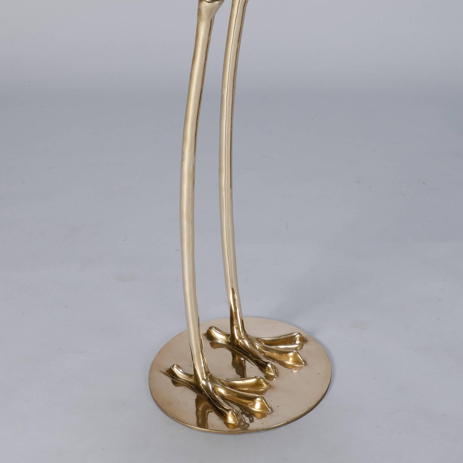Pair of Monumental Midcentury Solid Brass Cranes 1