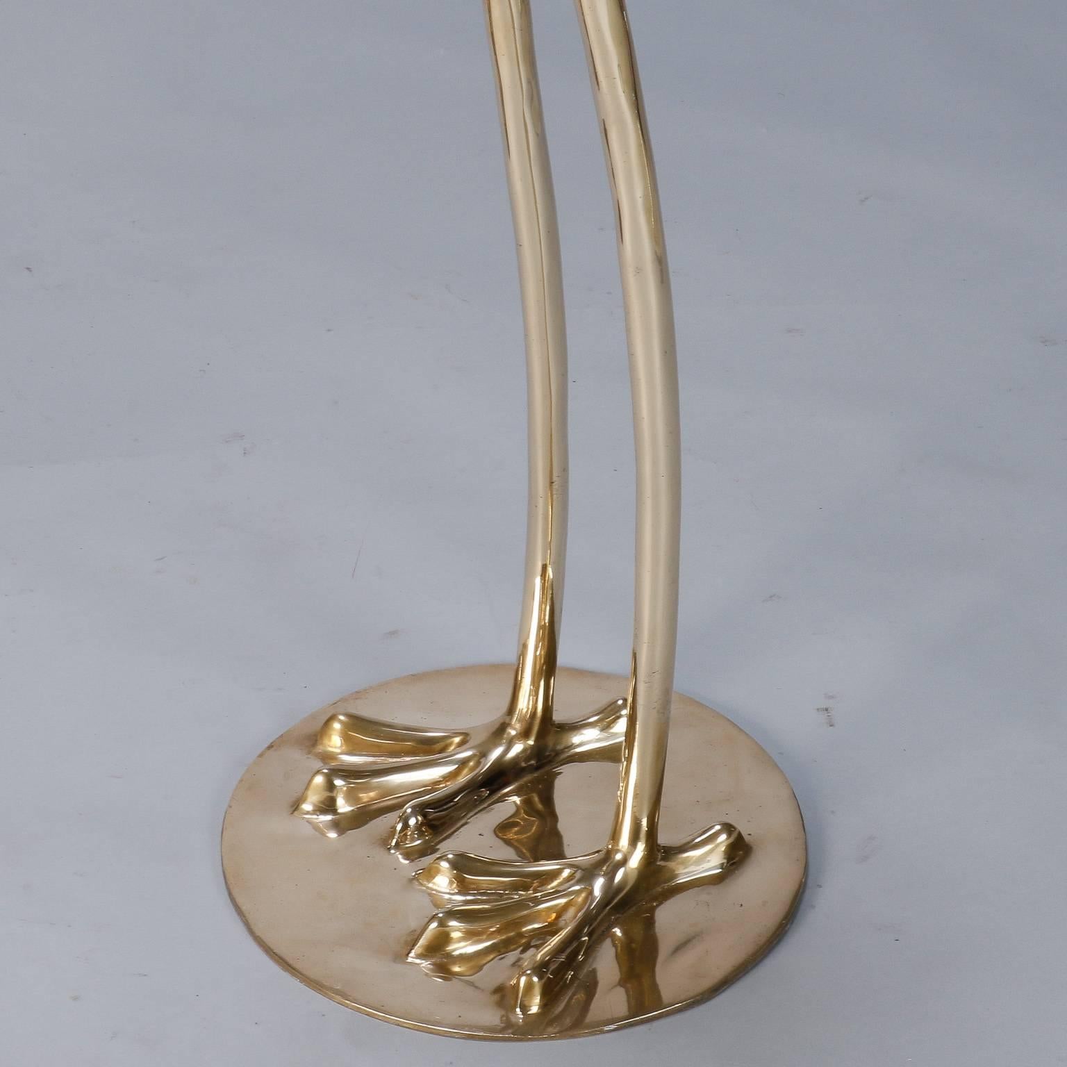 20th Century Pair of Monumental Midcentury Solid Brass Cranes