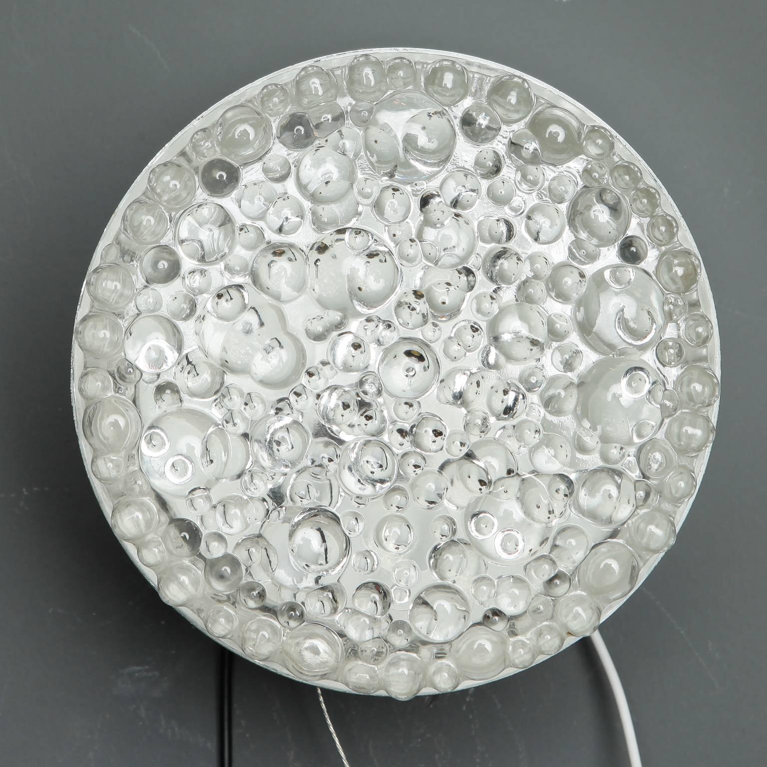 20th Century Mid-Century Round Molded Bubble Glass Wall or Ceiling Light