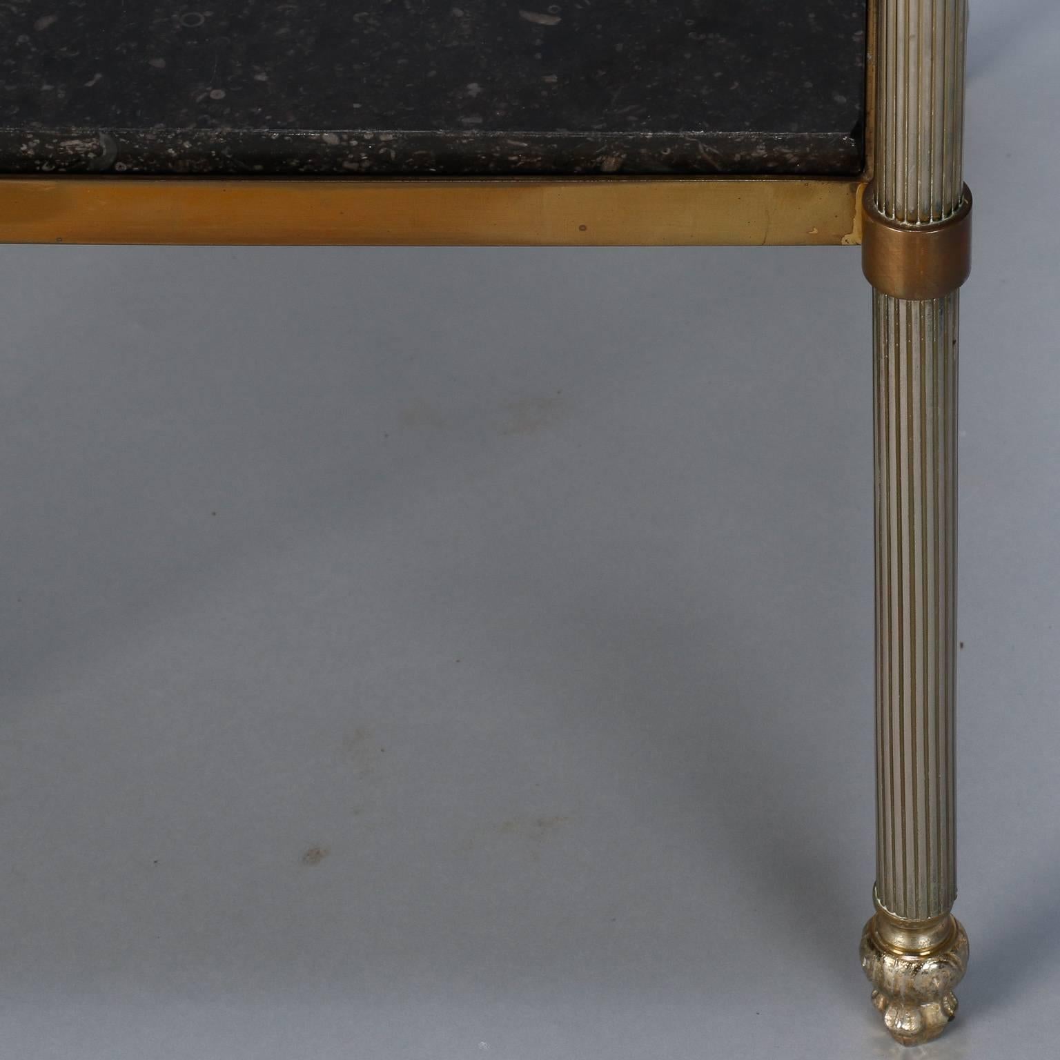20th Century French Two-Tier Marble and Brass Side Table