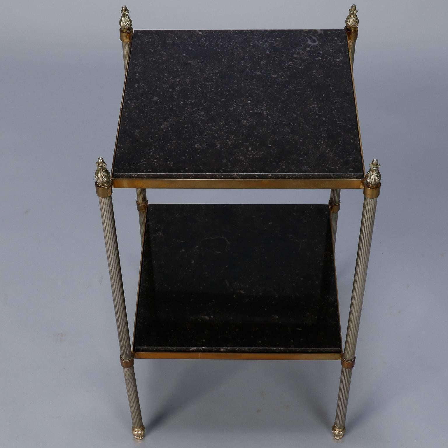 French Two-Tier Marble and Brass Side Table 1