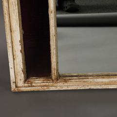 Antique Window Frame Mirror with Original Amethyst Stained Glass