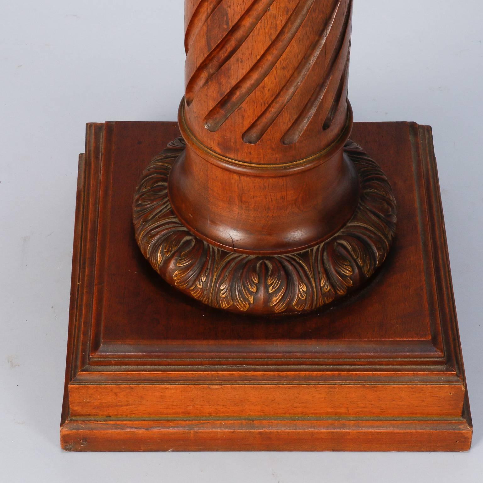 Tall Carved Wood Pedestal Plant or Statue Stand In Good Condition In Troy, MI