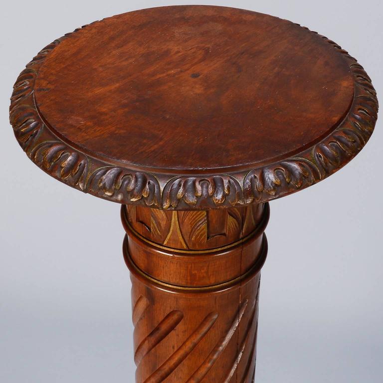 Tall Carved Wood Pedestal Plant or Statue Stand For Sale at 1stDibs