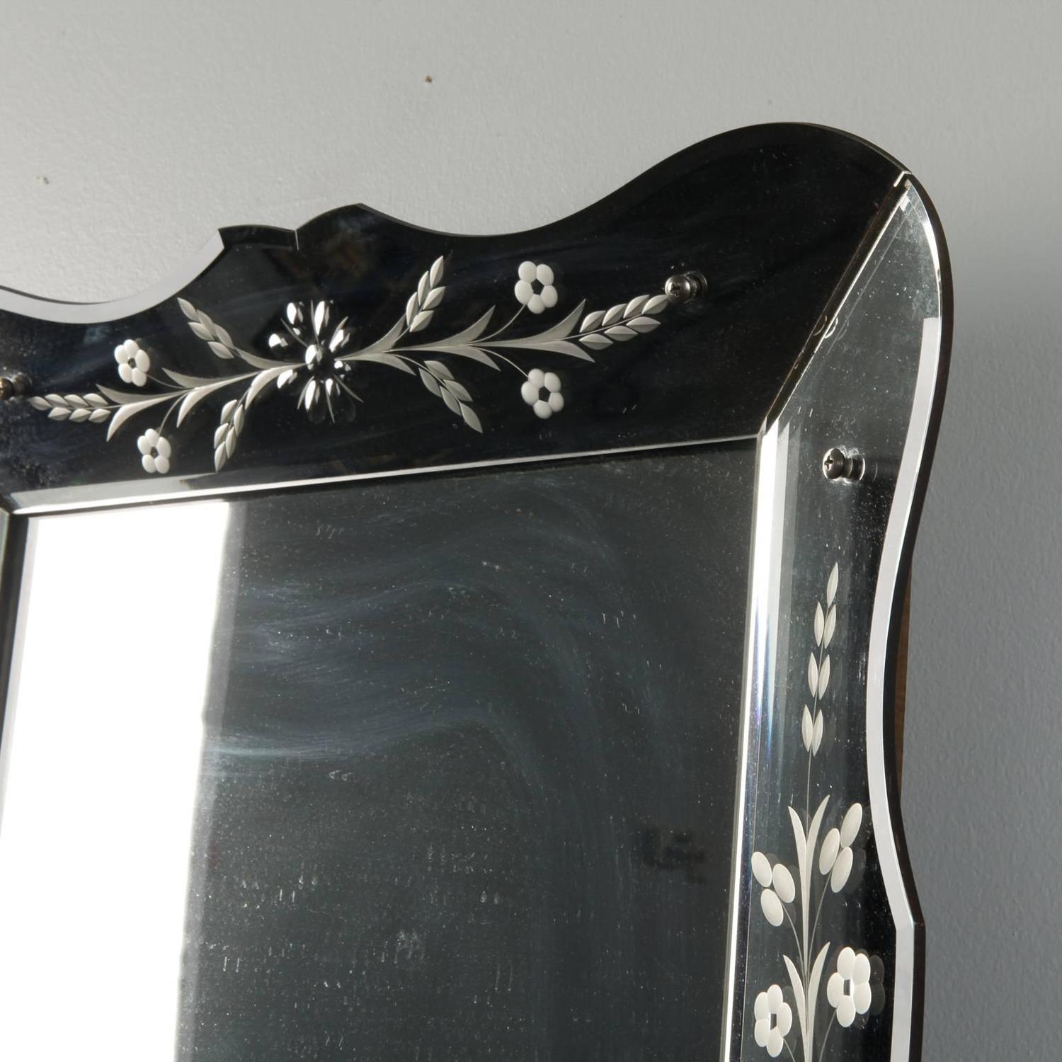 Art Deco Era Etched Frame Mirror For Sale at 1stdibs