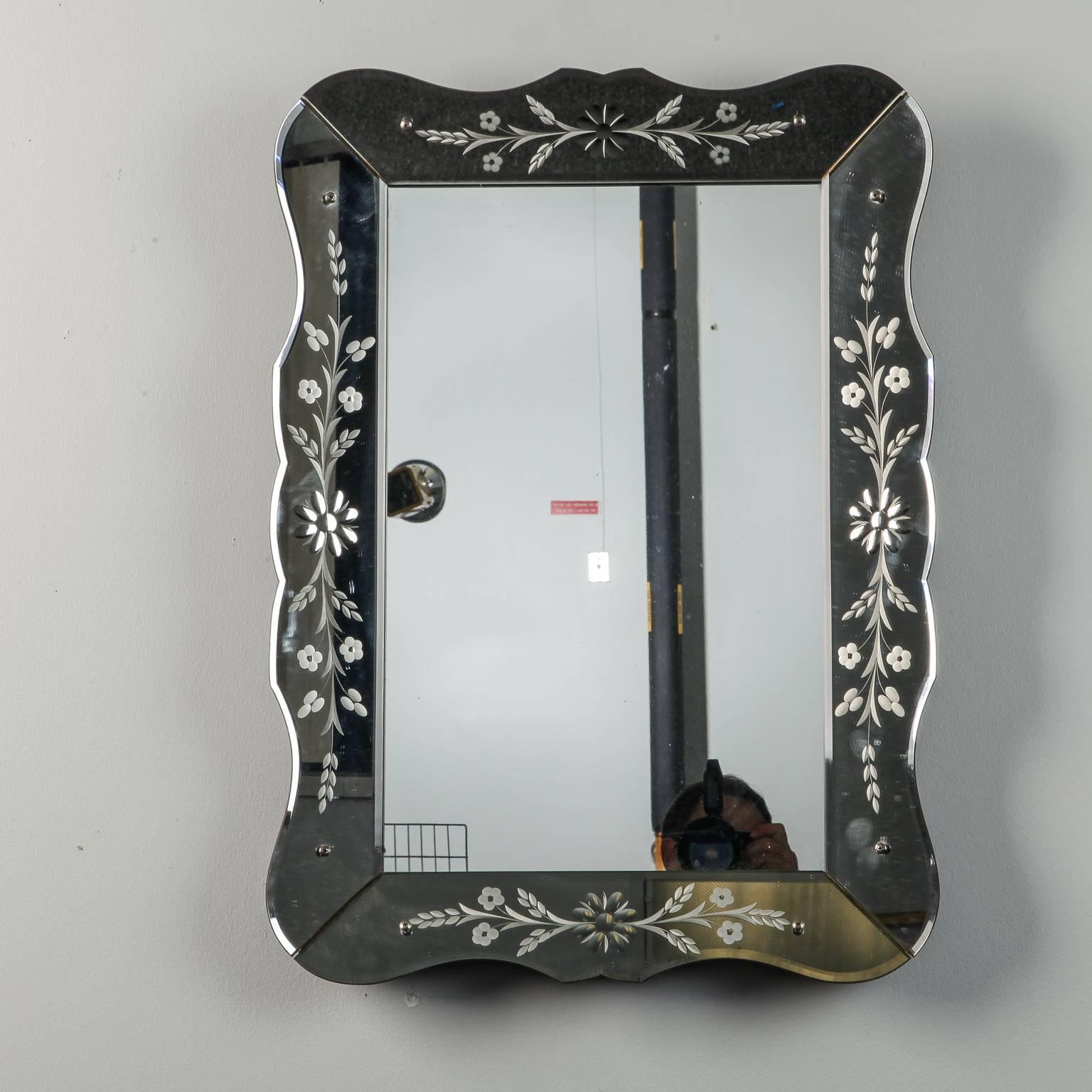 Art Deco Era Etched Frame Venetian Mirror 1