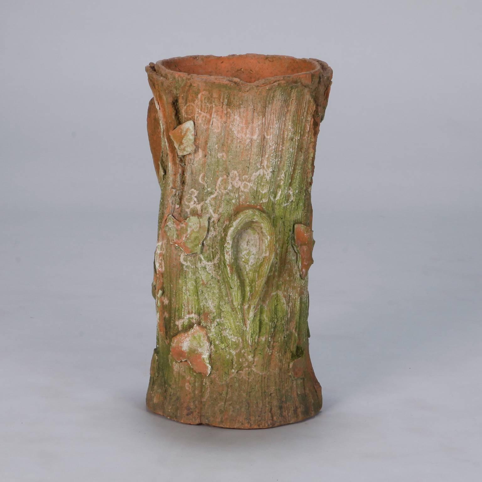 Art Nouveau Terra Cotta Tree Stump Umbrella Stand (Europäisch)