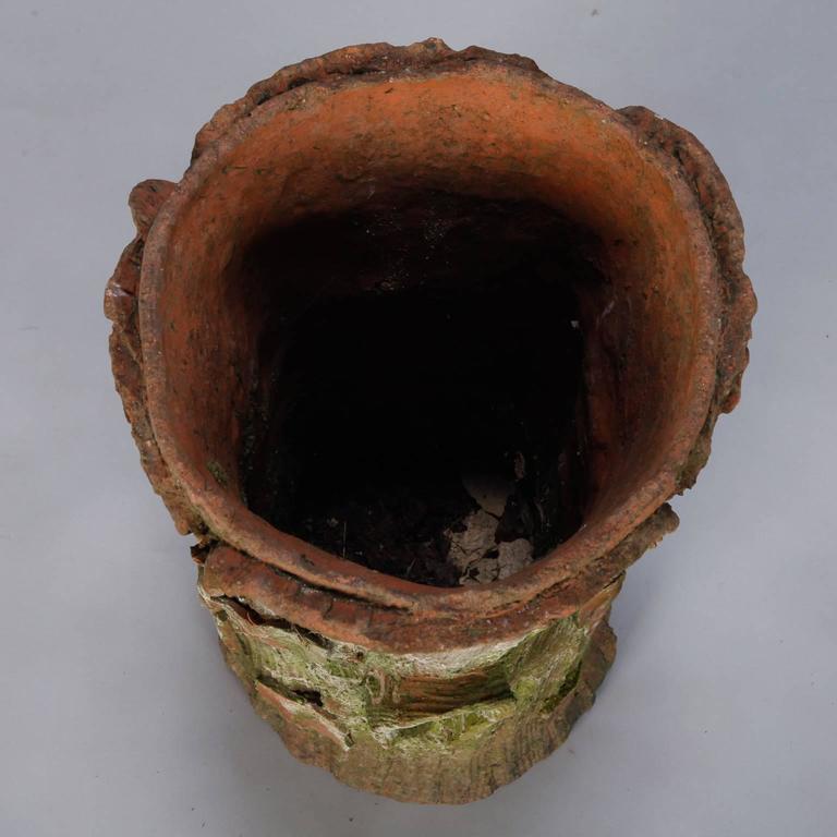 Art Nouveau Terra Cotta Tree Stump Umbrella Stand at 1stDibs