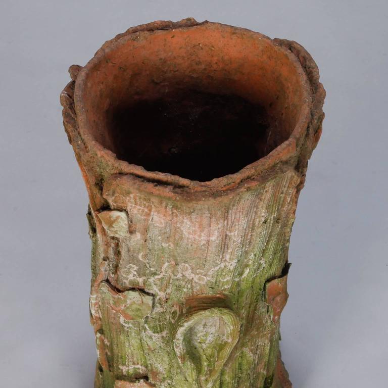 Art Nouveau Terra Cotta Tree Stump Umbrella Stand at 1stDibs