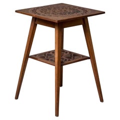 Chip-Carved Two-Tier Occasional Table, circa 1910s