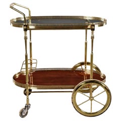 Mid-Century Brass and Glass Bar Trolley