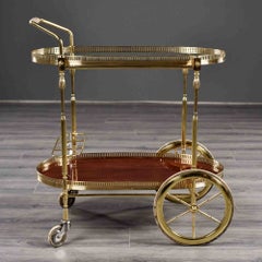 Mid-Century Brass and Glass Bar Trolley