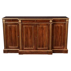 Regency Style Painted & Gilt Breakfront Side Cabinet with 3 Drawers & 4 Doors