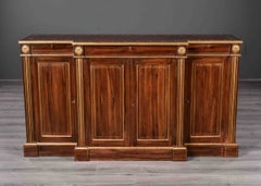 Regency Style Painted & Gilt Breakfront Side Cabinet with 3 Drawers & 4 Doors