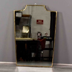 Italian Mid-Century Brass-Framed Shield Shape Mirror