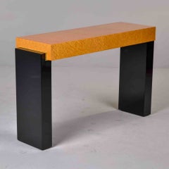 Mid Century Italian Maple and Black Console Table