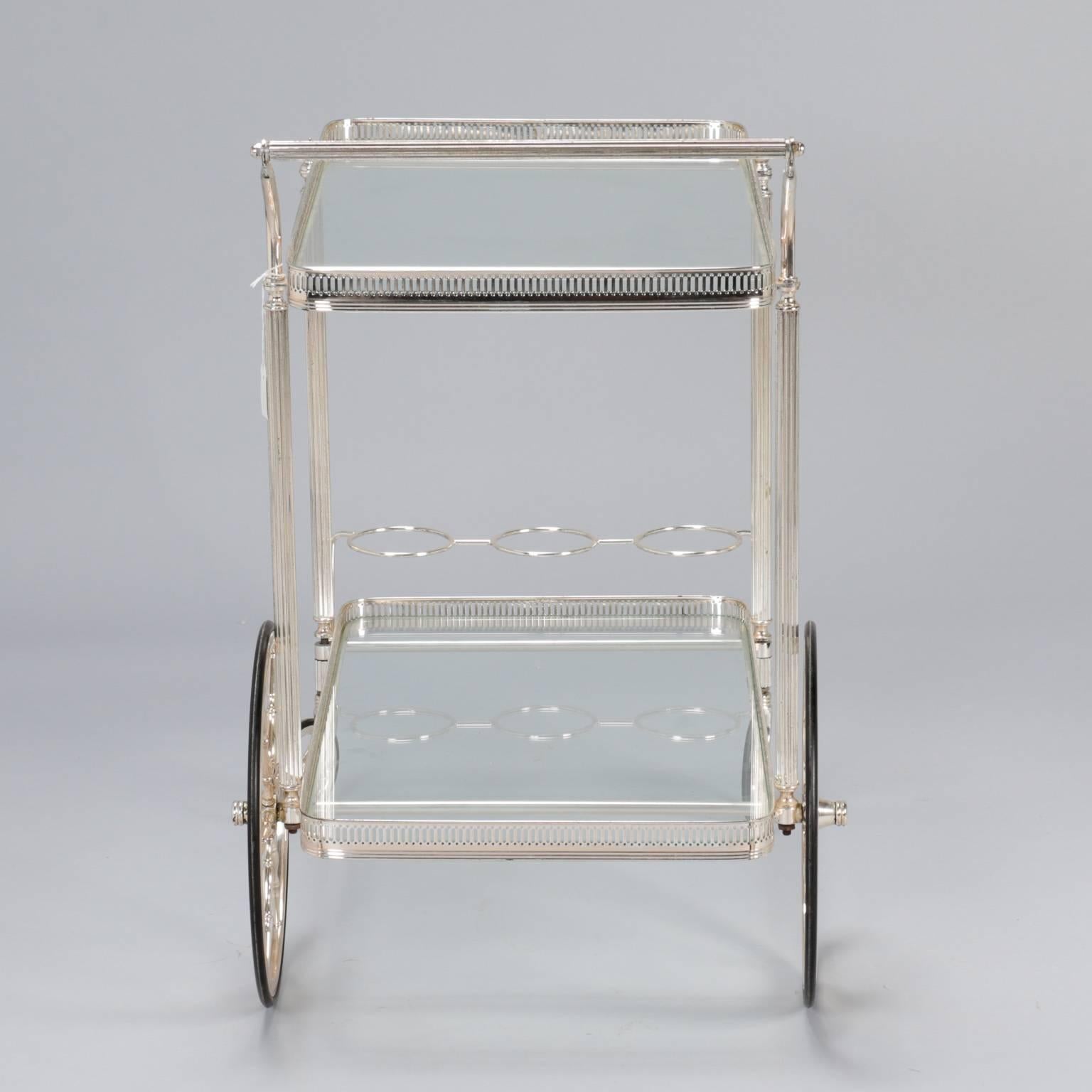 Midcentury Nickel Plated Trolley or Bar Cart In Excellent Condition In Troy, MI