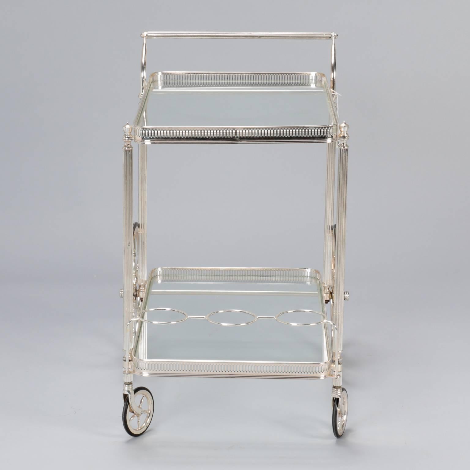 French Midcentury Nickel Plated Trolley or Bar Cart