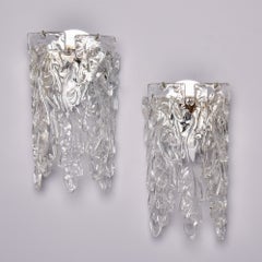 Mid Century Murano Glass Sconces Attributed to Barovier - Pair