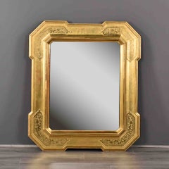 Mid 19th Cent Italian Gilded Garibaldina orCabaret Mirror with Carved Decoration