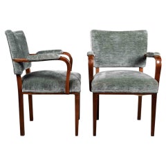 Pair Early 20th C Armchairs New Upholstery Attrib to Osvaldo Borsani