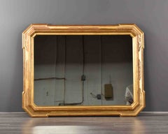 Large Mid 19th C Italian Gilded Cabaret or Garibaldi Mirror with Engraved Decora