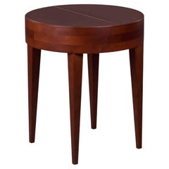 Italian Mid-Century Round Side Table with Hidden Storage