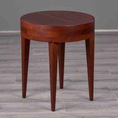 Italian Mid-Century Round Side Table with Hidden Storage
