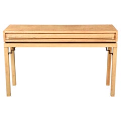 Mid-Century Italian Birds Eye Maple Console with Contrasting Angle Brackets