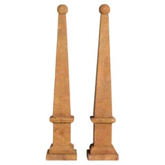 Pair of Italian Tall Stone Obelisks