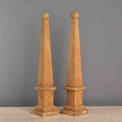 Pair of Italian Tall Stone Obelisks