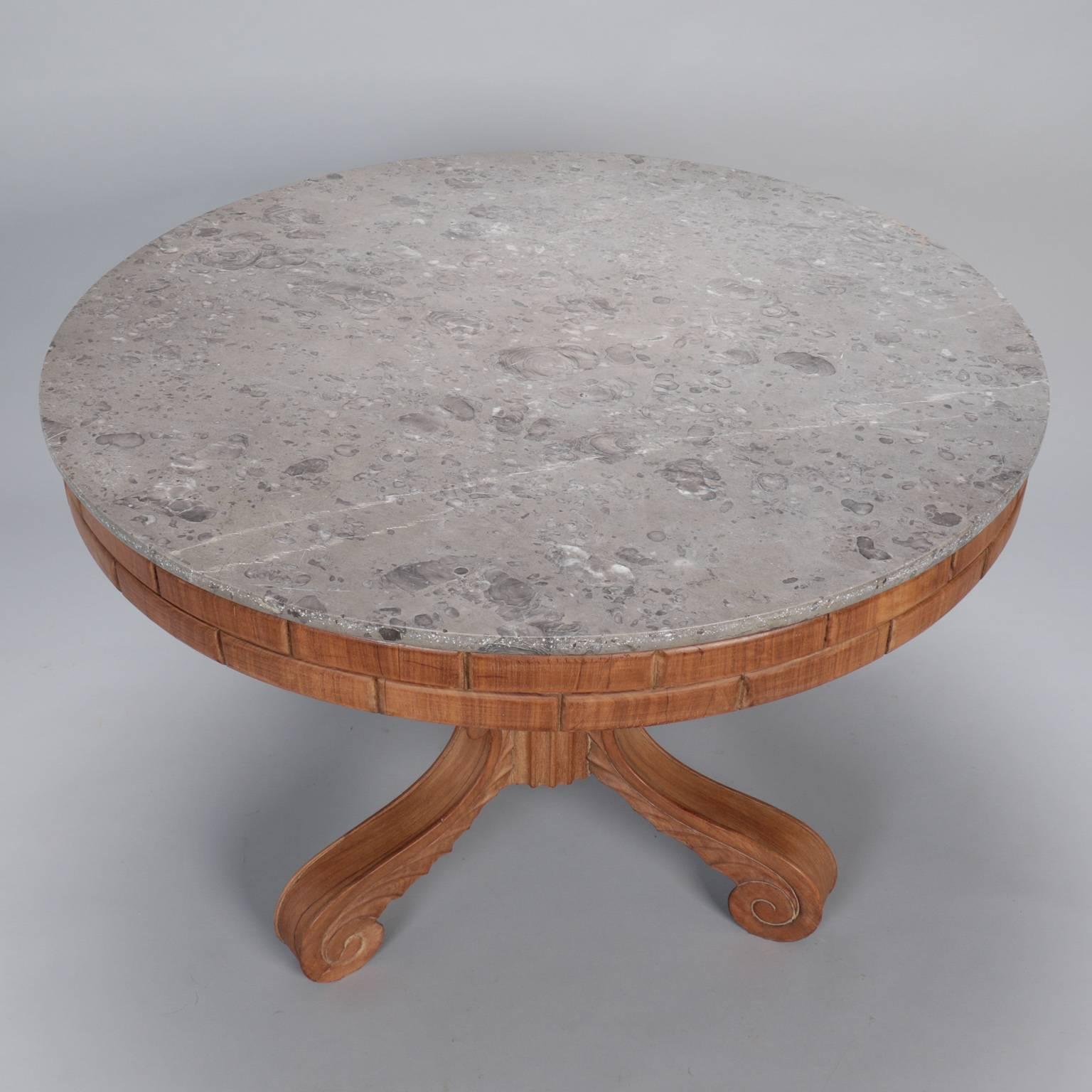 French Carved Center Table with Marble Top 2