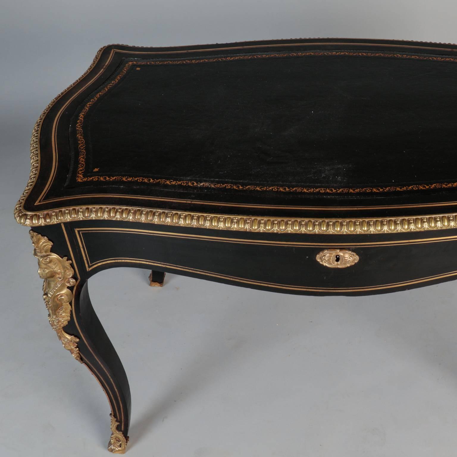 19th Century Regency Style Ebonised and Gilt Writing Desk 3