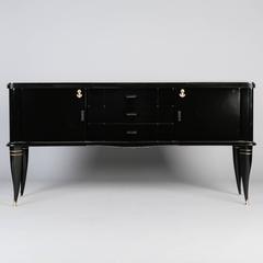 Italian Art Deco Ebonized Sideboard