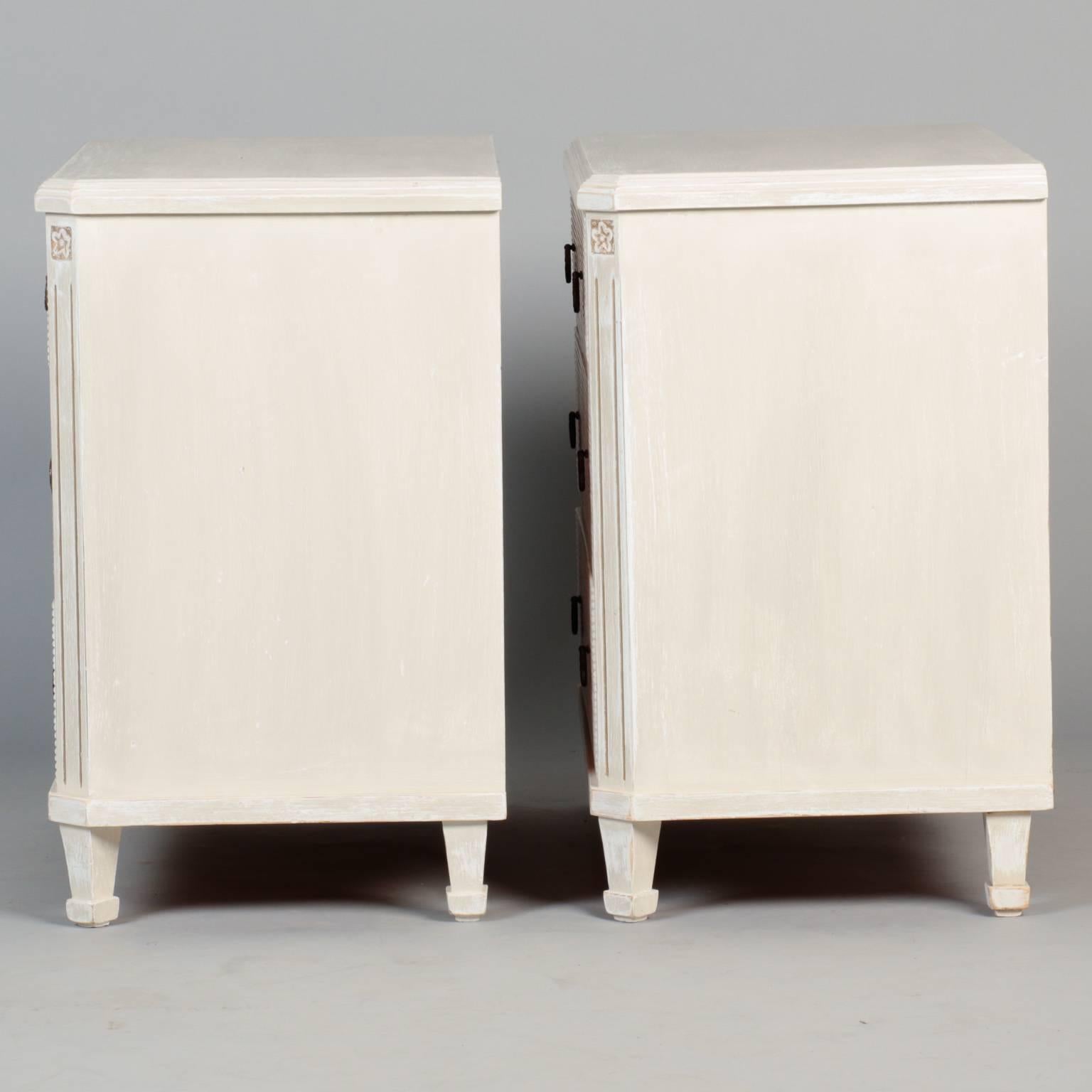 Gustavian Pair of White Painted Swedish Style Chests