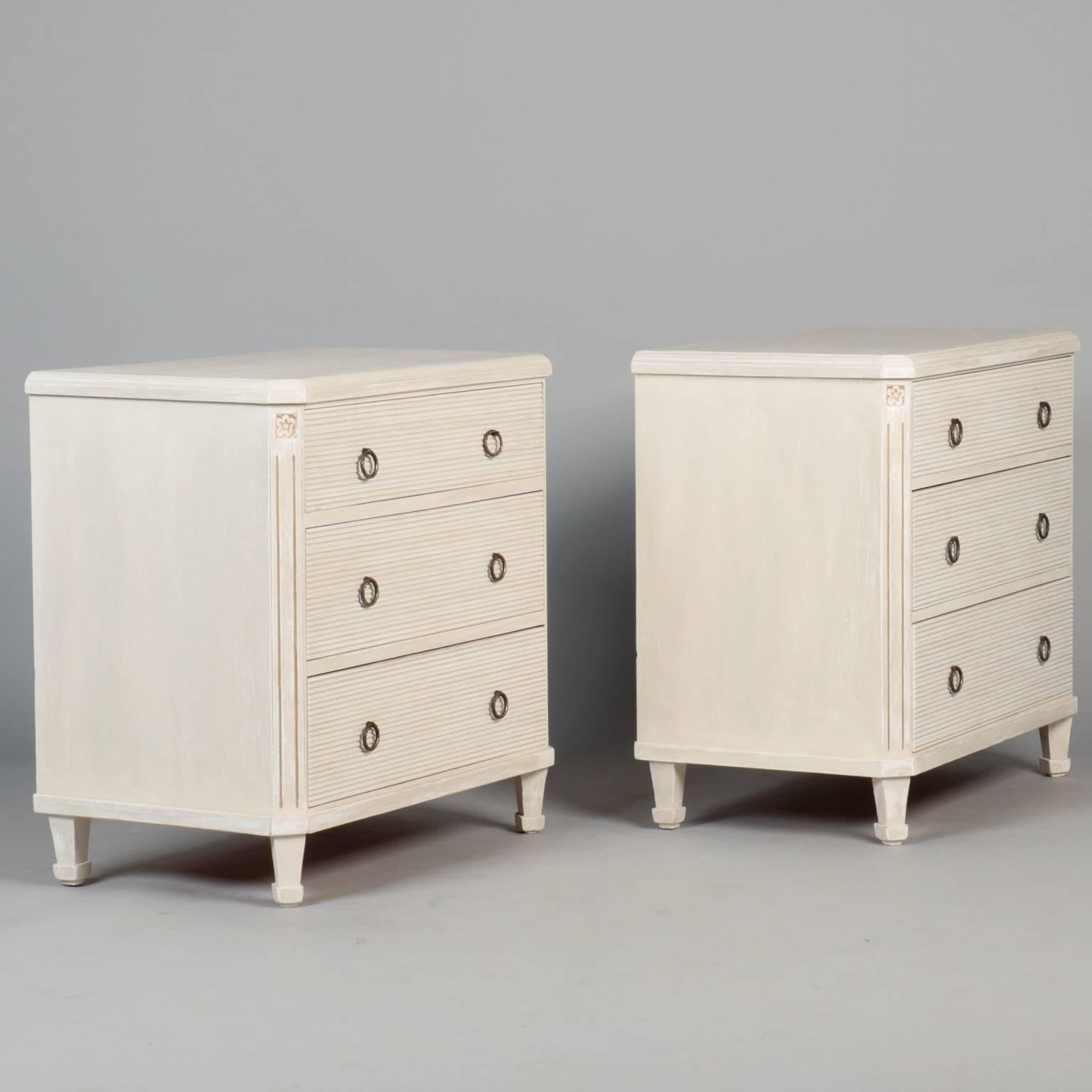 English Pair of White Painted Swedish Style Chests