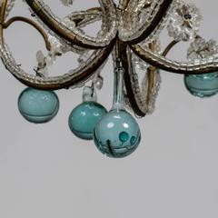 Petite French Beaded Chandelier with Blue Drops