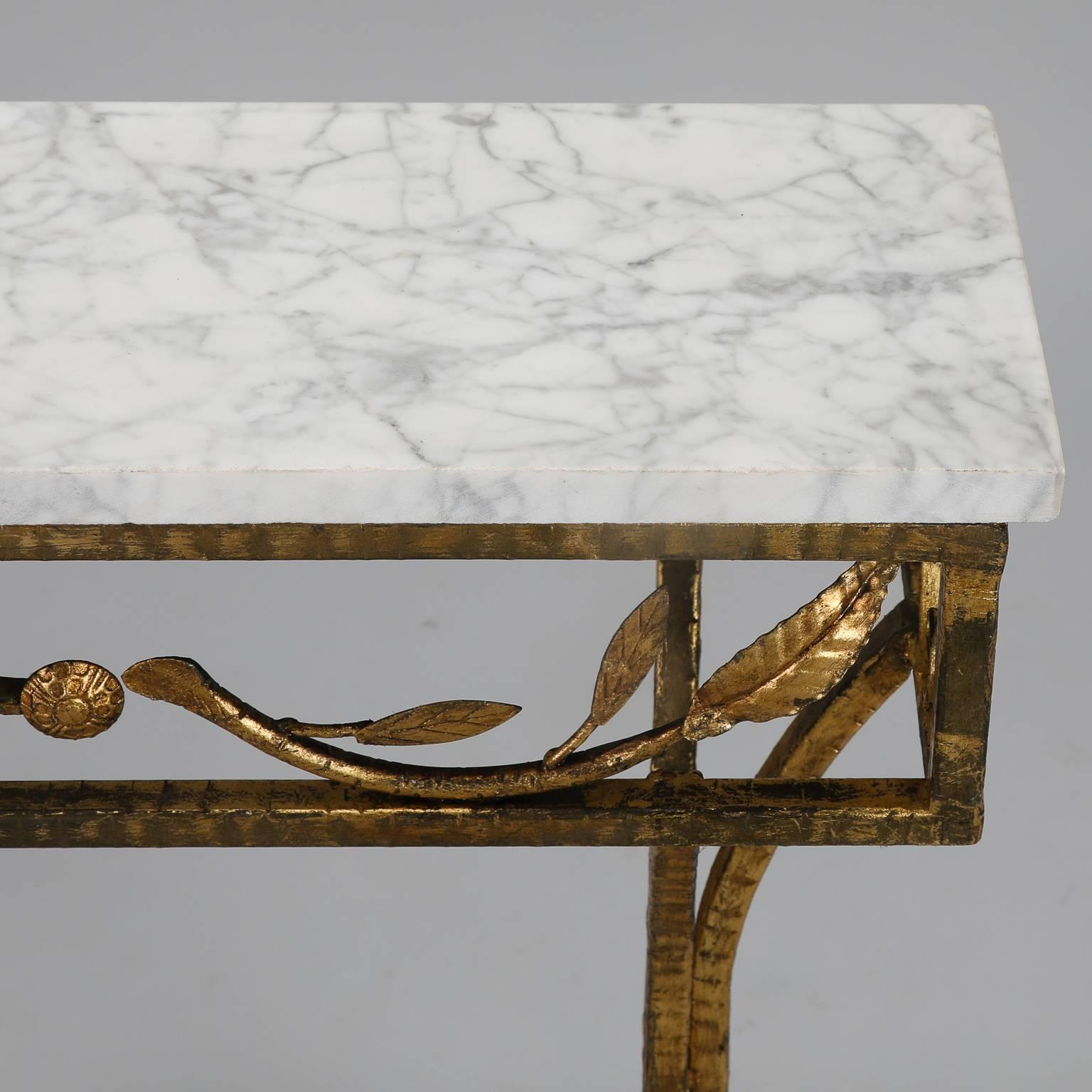 20th Century Gilt Iron Wall Hung Console with Marble Top