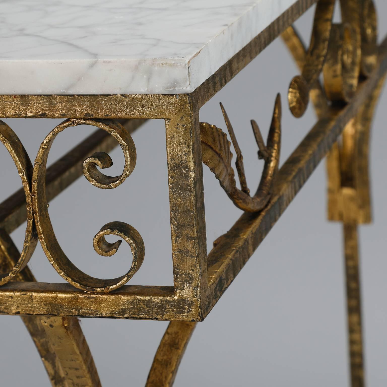 Gilt Iron Wall Hung Console with Marble Top 2