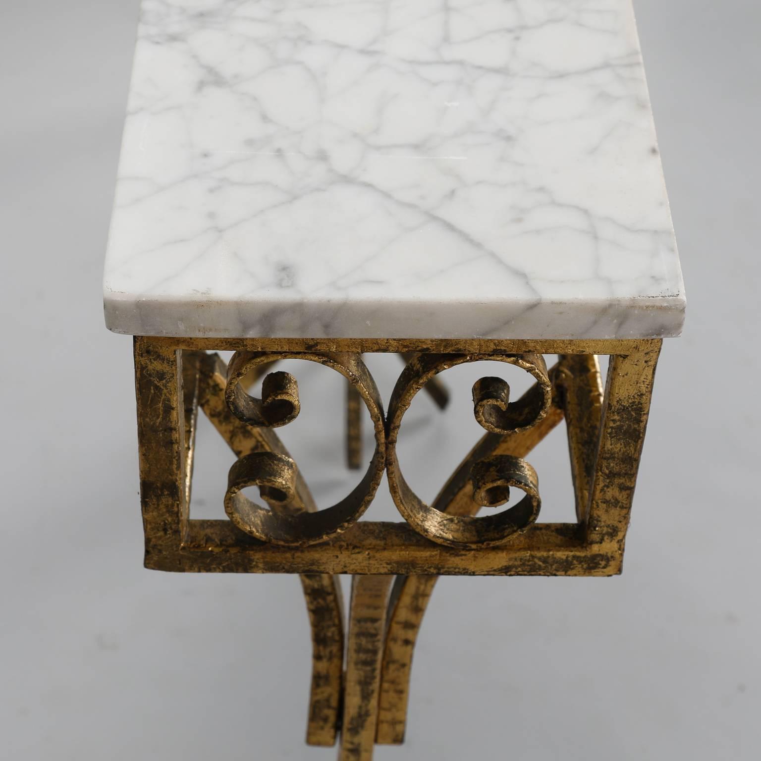 Gilt Iron Wall Hung Console with Marble Top 5