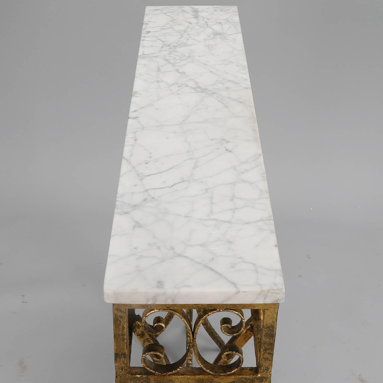 Gilt Iron Wall Hung Console with Marble Top 4