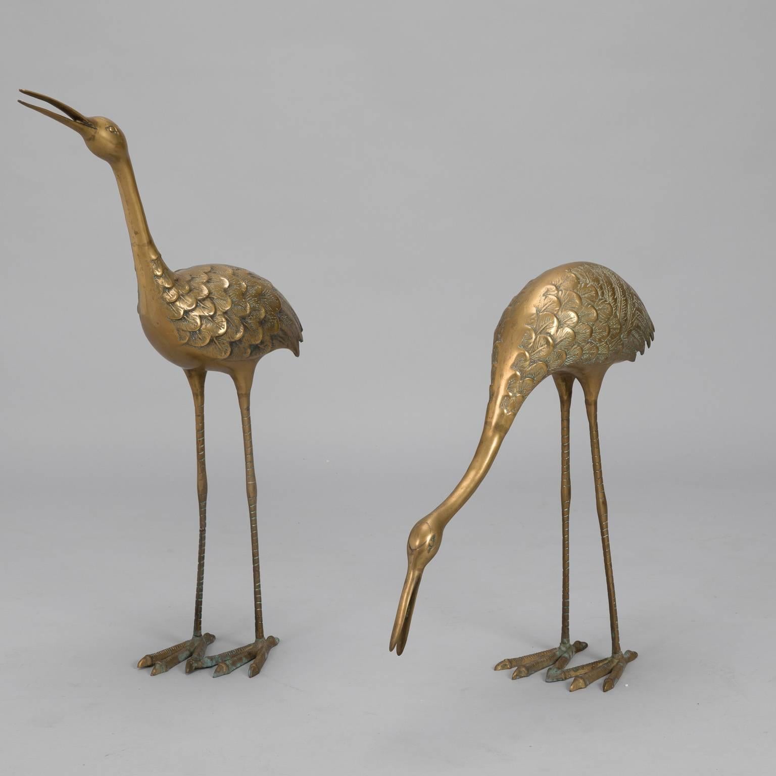 brass cranes pair