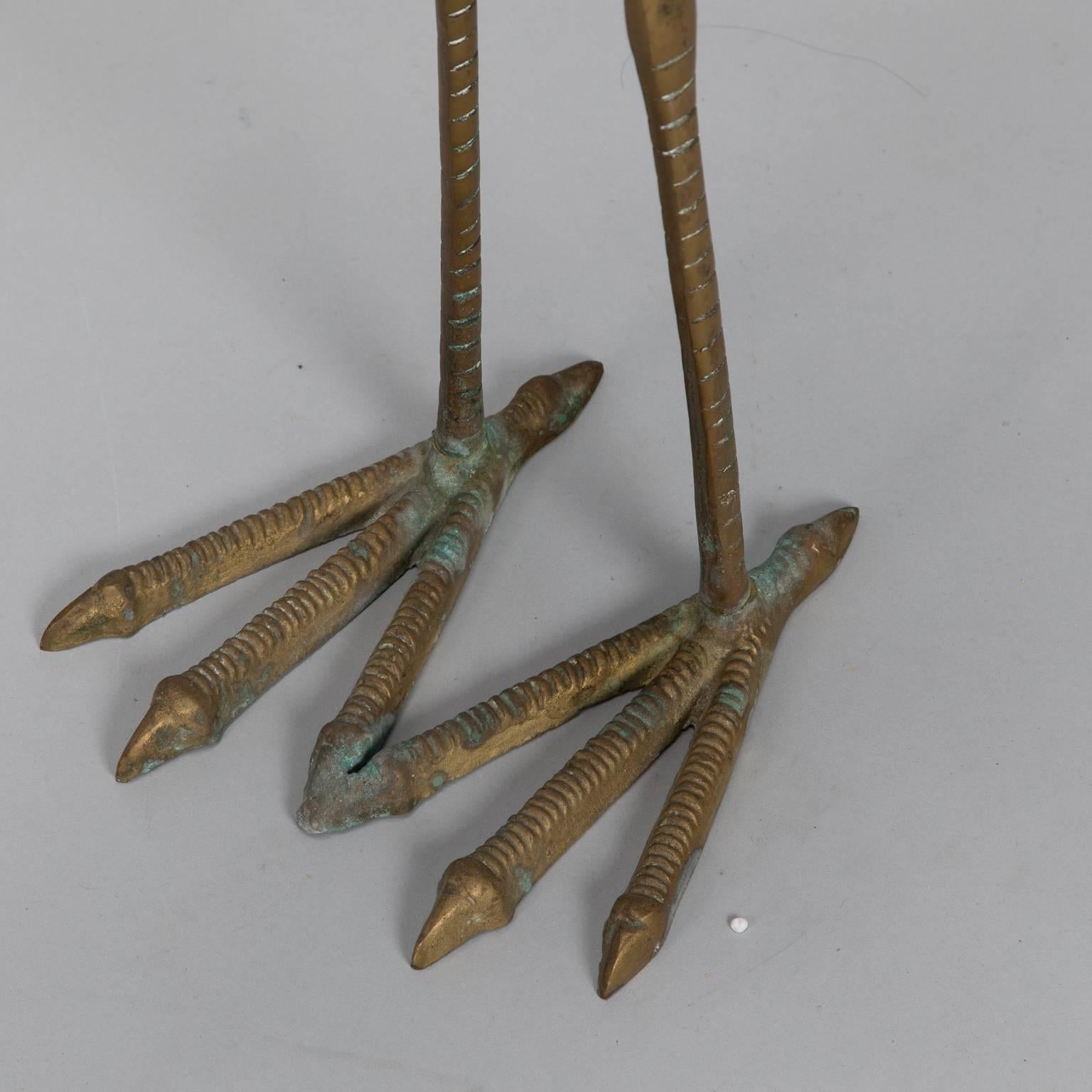 20th Century Pair of Mid-Century Tall Brass Crane Statues